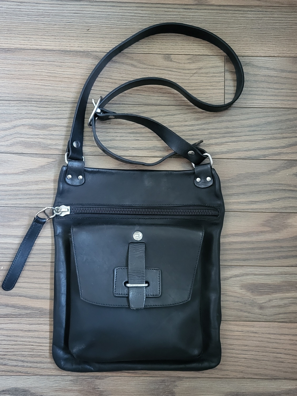 Black Leather Messenger Bag